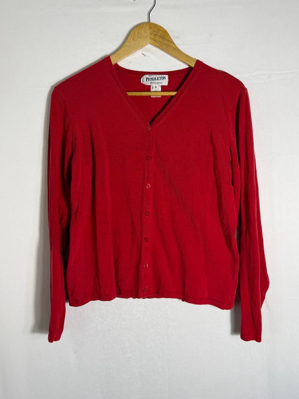 Pendleton Red Silk Blend Cardigan Sweater Women’s M Button Front V Neck
